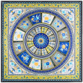 New arrival Chinese silk square scarf with round circle and flowers chain pattern digital print scarf